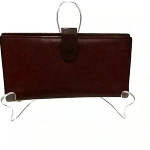 Coach vintage bi fold wallet with front snap brown all leather unisex